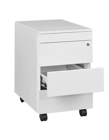 Wolfstahl Rollcontainer Stahl 4 Auszüge Weiss abschliessbar 40 x 60 x 62 cm