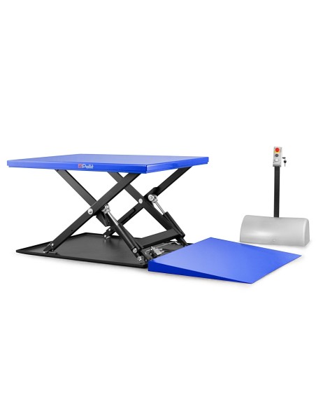 Flacher Scherenhubtisch TABLE-LOW mit Auffahrrampe
