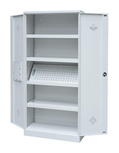 Wolfstahl Chemikalienschrank Gefahrstoffschrank Stahl Fachböden mit Lochblechabdeckung 92 x 42 x 195 cm