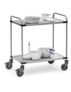 Fetra Edelstahlwagen mit 2 Böden 2