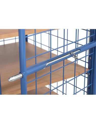 Fetra Etagenwagen mit 3 Böden, 3 Drahtgitterwänden, Dach, Flügeltüren, Höhe 1800