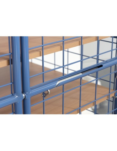 Fetra Etagenwagen mit 3 Böden, 3 Drahtgitterwänden, Dach, Flügeltüren, Höhe 1800