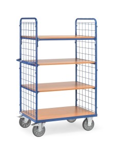 Fetra Etagenwagen mit 4 Böden und 2 Drahtgitterwänden