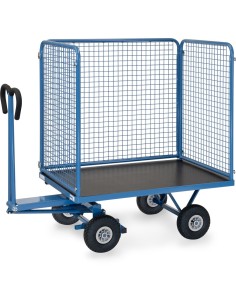 Fetra Handpritschenwagen mit 4 Drahtgitterwänden, 1000 mm hoch, Luftbereifung 2