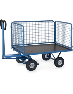 Fetra Handpritschenwagen mit 4 Drahtgitterwänden, 600 mm hoch, Luftbereifung 2