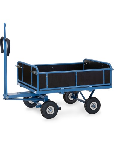Fetra Handpritschenwagen mit Luftbereifung, 3 Bordwände abklappbar, mit Zugöse