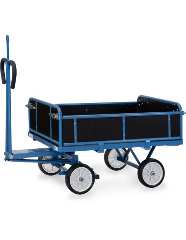 Fetra Handpritschenwagen mit Vollgummibereifung, 3 Bordwände abklappbar, mit Zugöse