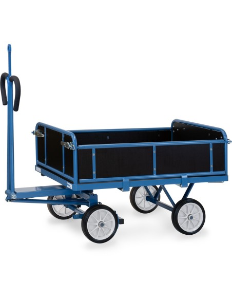 Fetra Handpritschenwagen mit Vollgummibereifung, 3 Bordwände abklappbar, mit Zugöse