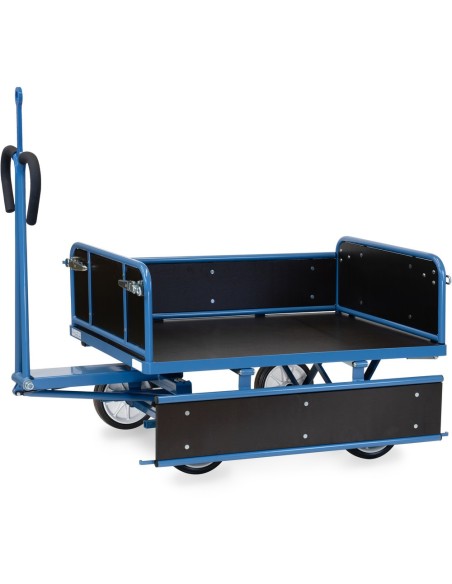 Fetra Handpritschenwagen mit Vollgummibereifung, 3 Bordwände abklappbar, mit Zugöse