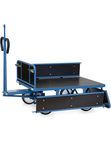 Fetra Handpritschenwagen mit Vollgummibereifung, 3 Bordwände abklappbar, mit Zugöse