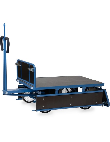 Fetra Handpritschenwagen mit Vollgummibereifung, 3 Bordwände abklappbar, mit Zugöse