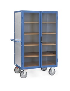 Fetra Kastenwagen 750 kg, transparente Türen, mit TOTALSTOP, Stahlblech verzinkt, Treibriegelverschluss