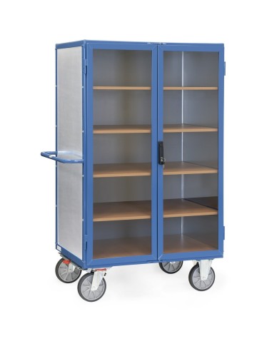 Fetra Kastenwagen 750 kg, transparente Türen, mit TOTALSTOP, Stahlblech verzinkt, Treibriegelverschluss