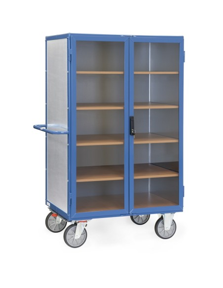 Fetra Kastenwagen 750 kg, transparente Türen, mit TOTALSTOP, Stahlblech verzinkt, Treibriegelverschluss