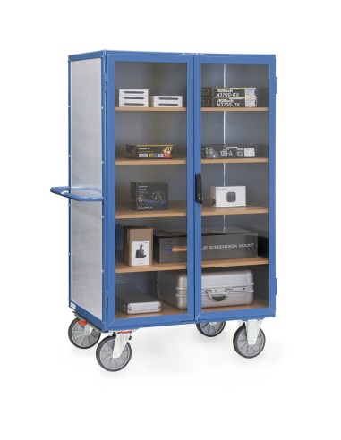 Fetra Kastenwagen 750 kg, transparente Türen, mit TOTALSTOP, Stahlblech verzinkt, Treibriegelverschluss