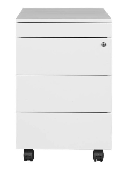 Wolfstahl Rollcontainer Stahl 4 Auszüge Weiss abschliessbar 40 x 60 x 62 cm