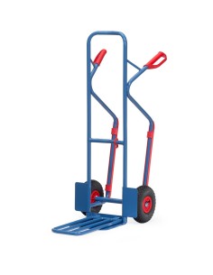 Fetra Paketkarre, Tragkraft 300 kg, Höhe 1300 mm, mit Stahlblech- und Klappschaufel und Kunststoffgleitkufen