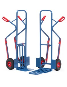 Fetra Paketkarre, Tragkraft 300 kg, Höhe 1300 mm, mit Stahlblech- und Klappschaufel und Kunststoffgleitkufen 2