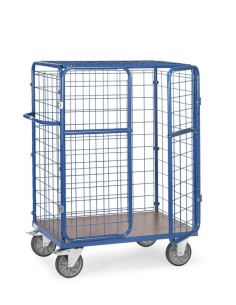 Fetra Paketwagen mit Drahtgitterwänden, Doppelflügeltür + Dach, mit wasserfester Plattform, Höhe 1550 mm
