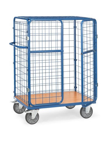 Fetra Paketwagen mit Drahtgitterwänden, Doppelflügeltüren + Dach, Höhe 1550 mm