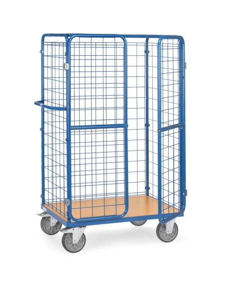Fetra Paketwagen mit Drahtgitterwänden, Doppelflügeltüren + Dach, Höhe 1800 mm
