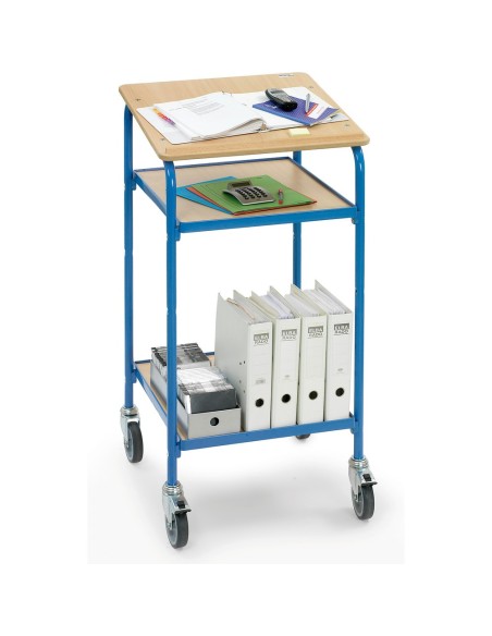 Fetra Rollpult mit Schreibfläche und 2 Ablageböden, Ladefläche 500 x 600 mm