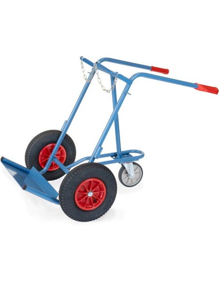 Fetra Stahlflaschenkarre, Tragkraft 150 kg, 2 Stahlflaschen à 40-50 Ltr. mit 1 Stütz-Lenkrolle