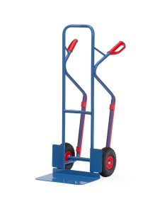 Fetra Stahlrohrkarre, Tragkraft 300 kg, Höhe 1300 mm, Gleitkufen, breite Schaufel