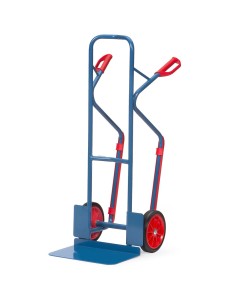 Fetra Stahlrohrkarre, Tragkraft 300 kg, Höhe 1300 mm, Gleitkufen, breite Schaufel 2