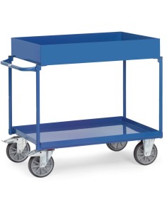 Fetra Tischwagen mit 2 Blechwannen, obere Etage 150 mm Rand