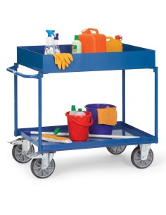Fetra Tischwagen mit 2 Blechwannen, obere Etage 150 mm Rand 2
