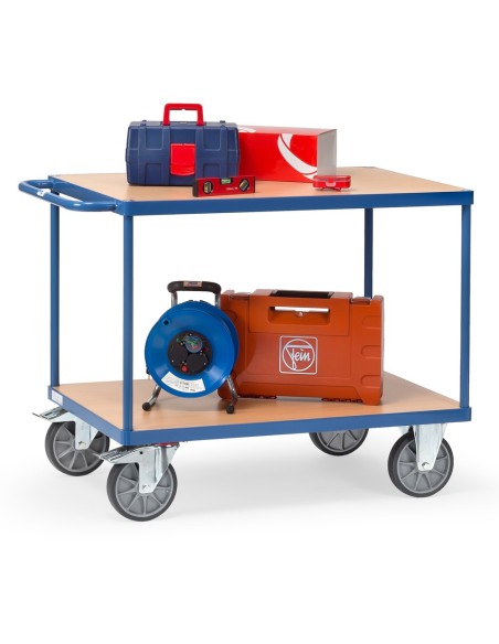 Fetra Tischwagen mit 2 Böden, blau, Tragkraft 500 / 600 kg
