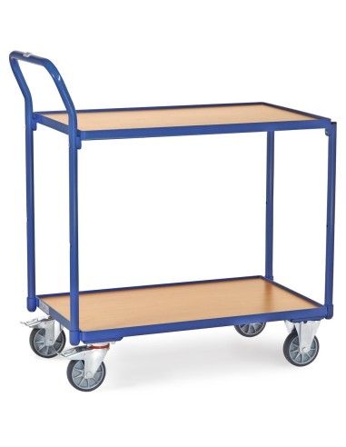 Fetra Tischwagen mit 2 Böden, Griff hochstehend, blau