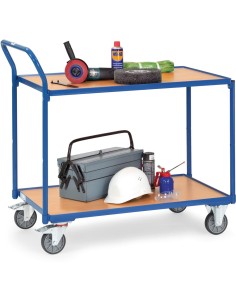 Fetra Tischwagen mit 2 Böden, Griff hochstehend, blau 2