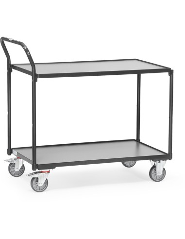 Fetra Tischwagen mit 2 Böden, Griff hochstehend, Grey Edition