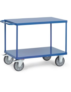 Fetra Tischwagen mit 2 Stahlblech-Plattformen, bündig mit Rahmen, Tragkraft 500 / 600 kg