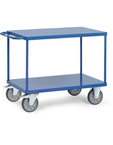 Fetra Tischwagen mit 2 Stahlblech-Plattformen, bündig mit Rahmen, Tragkraft 500 / 600 kg