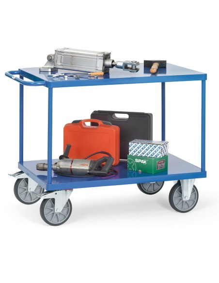 Fetra Tischwagen mit 2 Stahlblech-Plattformen, bündig mit Rahmen, Tragkraft 500 / 600 kg