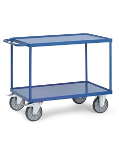 Fetra Tischwagen mit 2 Stahlblech-Wannen und 10 mm hohem Rand, Tragkraft 500 / 600 kg