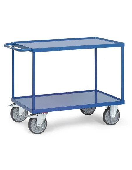 Fetra Tischwagen mit 2 Stahlblech-Wannen und 10 mm hohem Rand, Tragkraft 500 / 600 kg