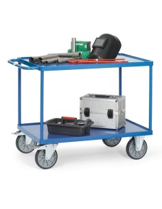 Fetra Tischwagen mit 2 Stahlblech-Wannen und 10 mm hohem Rand, Tragkraft 500 / 600 kg 2