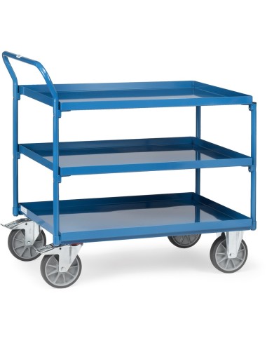 Fetra Tischwagen mit 3 Blechwannen, Griff hochstehend
