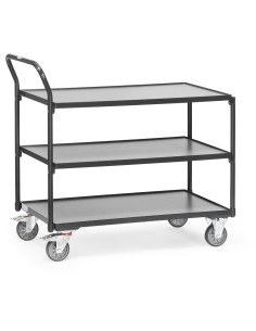 Fetra Tischwagen mit 3 Böden, Griff hochstehend, Grey Edition