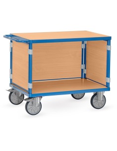 Fetra Tischwagen mit 3 Wänden, blau, Tragkraft 500 / 600 kg