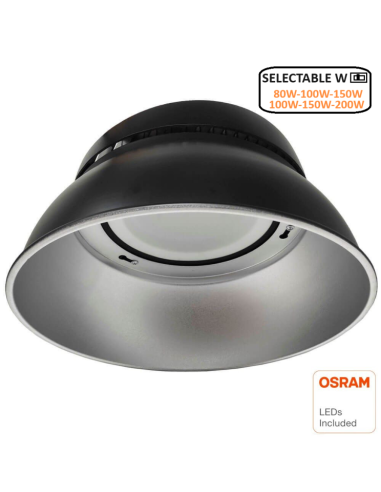 LED Hallenstrahler UFO ENDURANCE Multi-Watt 100W-150W-200W Reflektor - 60º - OSRAM CHIP