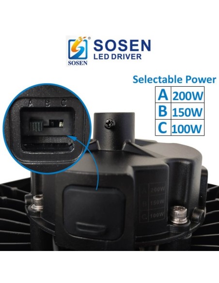 LED Industriestrahler UFO BELGIEN 200W-150W -100W SOSEN Driver - Dimmbar 1-10V - 170lm/w - IP65