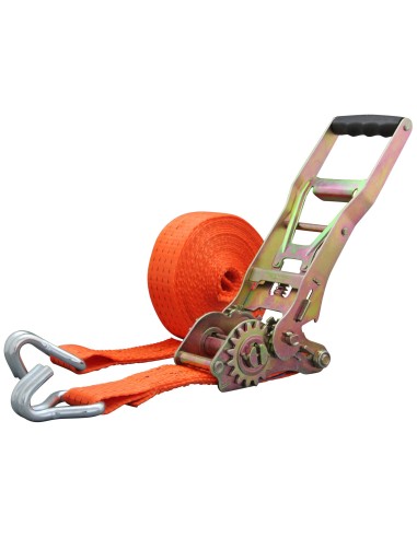 Zurrgurt 4000kg 2-teilig 50mm – 8 m mit Langarm-Zugratsche und Doppelspitzhaken – 2000daN Orange