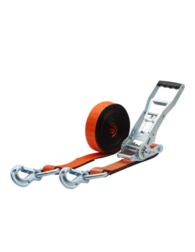 Zurrgurt 5000kg 2-teilig 50mm – 8 m mit Langarm-Druckratsche und Sicherungszurrhaken – 2500daN abriebfest