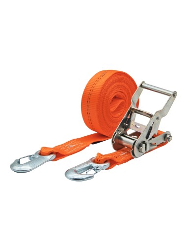 Zurrgurt 2000kg 2-teilig 35mm – 6 m mit Druckratsche und Sicherungszurrhaken – 1000daN Orange