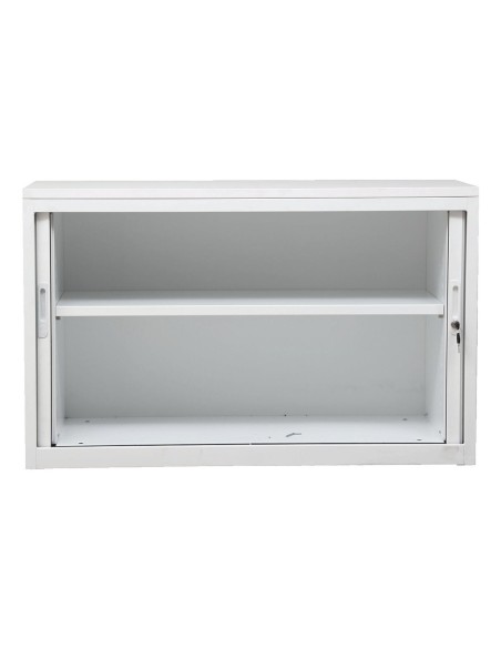 Wolfstahl Rolladenschrank Stahl 1 Fachböden Zylinderschloss 120 x 46 x 75 cm lichtgrau - schwarz - weiss